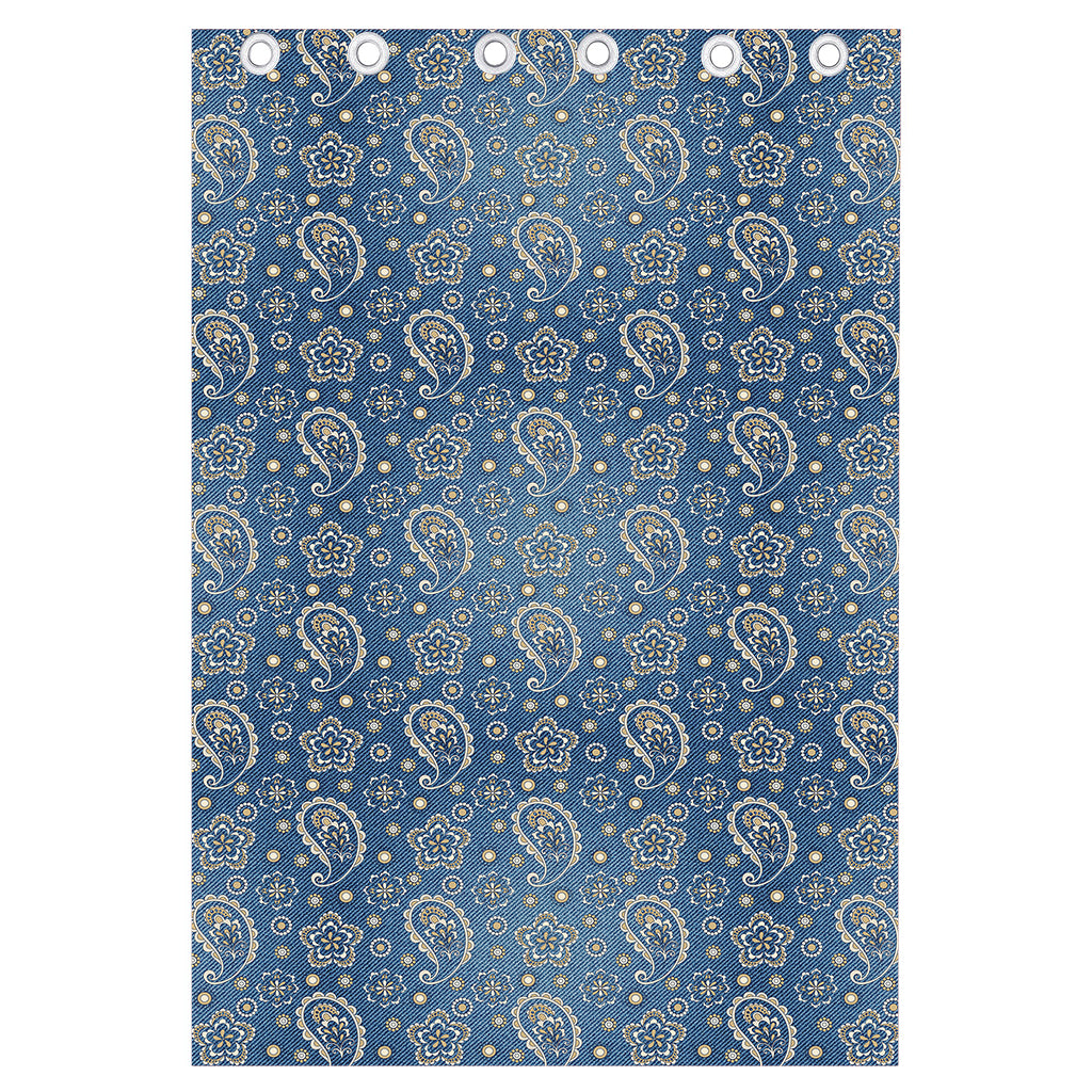 Blue Denim Western Paisley Print Curtain