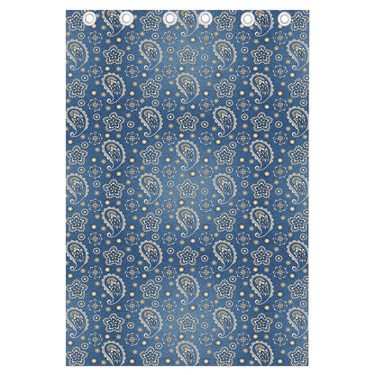Blue Denim Western Paisley Print Curtain