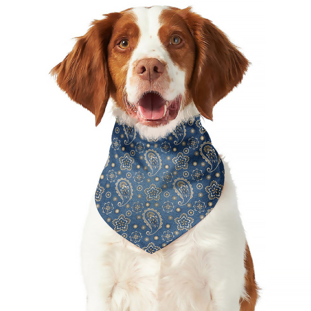 Blue Denim Western Paisley Print Dog Bandana
