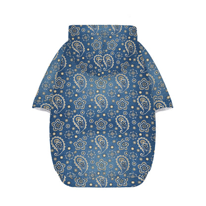 Blue Denim Western Paisley Print Dog Zip Up Hoodie