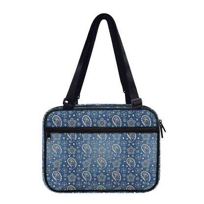 Blue Denim Western Paisley Print Double Strap Bible Bag