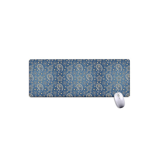 Blue Denim Western Paisley Print Extended Mouse Pad
