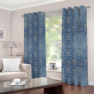 Blue Denim Western Paisley Print Extra Wide Grommet Curtains