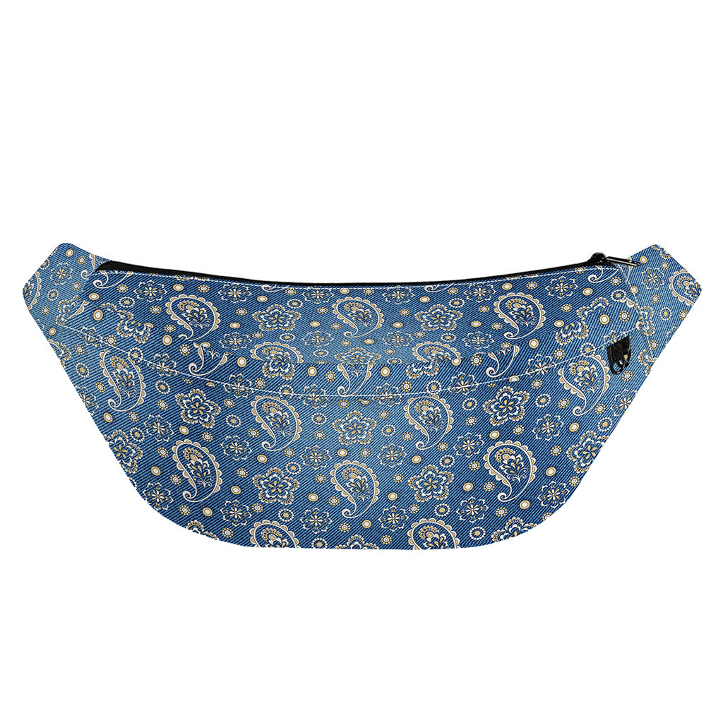 Blue Denim Western Paisley Print Fanny Pack