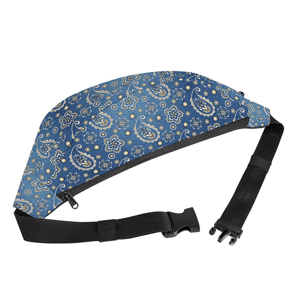 Blue Denim Western Paisley Print Fanny Pack