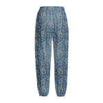 Blue Denim Western Paisley Print Fleece Lined Knit Pants