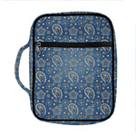 Blue Denim Western Paisley Print Front Pocket Bible Bag