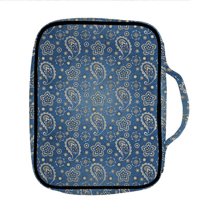 Blue Denim Western Paisley Print Front Pocket Bible Bag