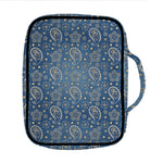 Blue Denim Western Paisley Print Front Pocket Bible Bag
