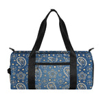 Blue Denim Western Paisley Print Gym Bag