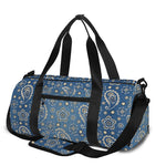 Blue Denim Western Paisley Print Gym Bag