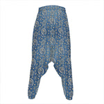 Blue Denim Western Paisley Print Hammer Pants