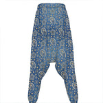 Blue Denim Western Paisley Print Hammer Pants