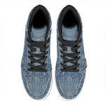 Blue Denim Western Paisley Print High Top Leather Sneakers