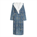 Blue Denim Western Paisley Print Hooded Bathrobe