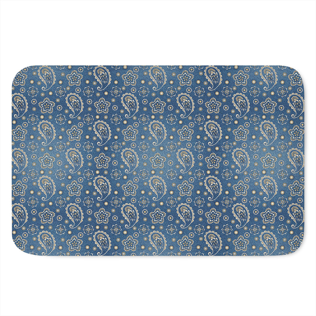 Blue Denim Western Paisley Print Indoor Door Mat