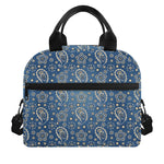 Blue Denim Western Paisley Print Insulated Lunch Bag