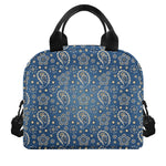 Blue Denim Western Paisley Print Insulated Lunch Bag