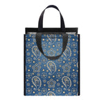 Blue Denim Western Paisley Print Insulated Lunch Tote