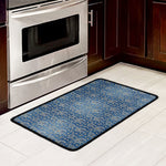 Blue Denim Western Paisley Print Kitchen Mat