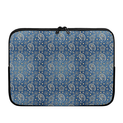Blue Denim Western Paisley Print Laptop Sleeve