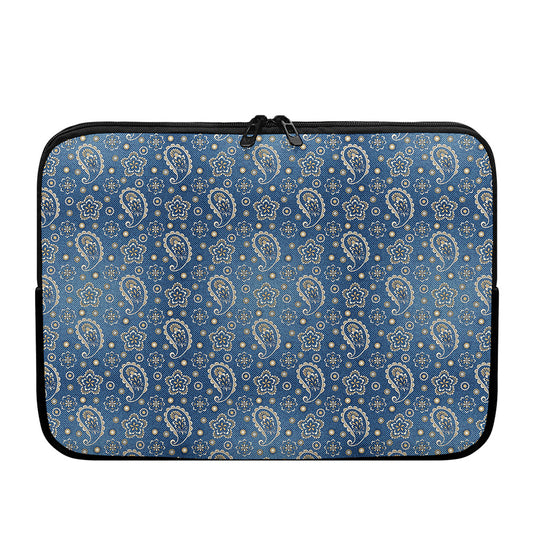 Blue Denim Western Paisley Print Laptop Sleeve