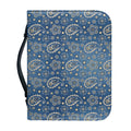 Blue Denim Western Paisley Print Leather Bible Cover