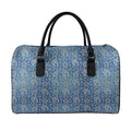 Blue Denim Western Paisley Print Leather Duffel Bag
