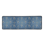 Blue Denim Western Paisley Print Long Kitchen Mat
