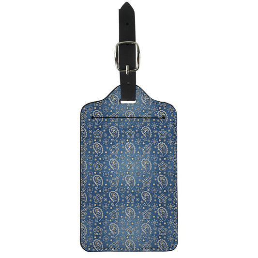 Blue Denim Western Paisley Print Luggage Tag