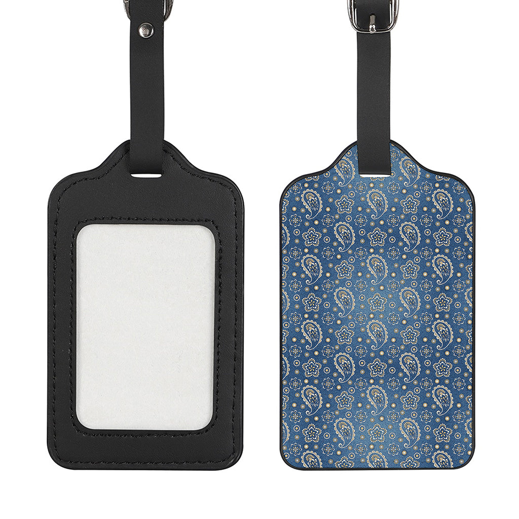 Blue Denim Western Paisley Print Luggage Tag