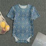 Blue Denim Western Paisley Print Men's Bodysuit