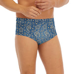 Blue Denim Western Paisley Print Men's Briefs
