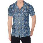Blue Denim Western Paisley Print Men's Shirt