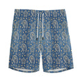 Blue Denim Western Paisley Print Men's Athletic Shorts