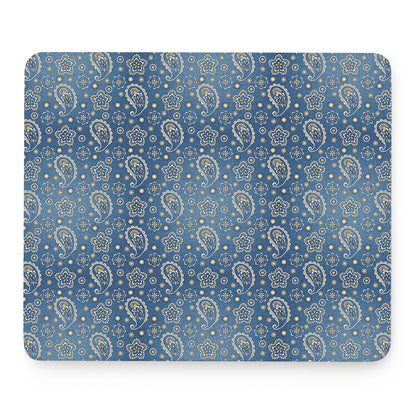 Blue Denim Western Paisley Print Mouse Pad
