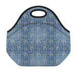 Blue Denim Western Paisley Print Neoprene Lunch Bag
