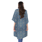 Blue Denim Western Paisley Print Open Front Beach Cover Up