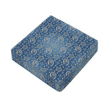 Blue Denim Western Paisley Print Outdoor Seat Cushion Cover