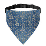 Blue Denim Western Paisley Print Over The Collar Dog Bandana