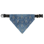 Blue Denim Western Paisley Print Over The Collar Dog Bandana