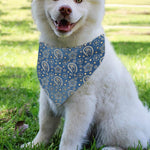 Blue Denim Western Paisley Print Over The Collar Dog Bandana