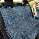 Blue Denim Western Paisley Print Pet Car Back Seat Cover