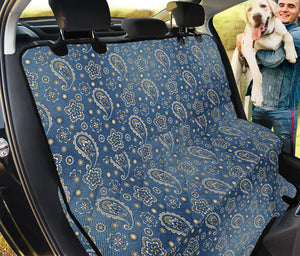 Blue Denim Western Paisley Print Pet Car Back Seat Cover