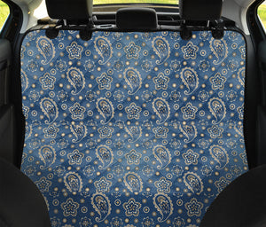 Blue Denim Western Paisley Print Pet Car Back Seat Cover