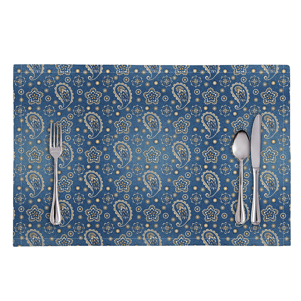 Blue Denim Western Paisley Print Placemat