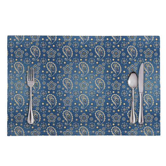 Blue Denim Western Paisley Print Placemat