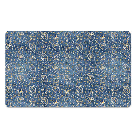 Blue Denim Western Paisley Print Polyester Doormat