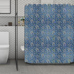 Blue Denim Western Paisley Print Polyester Shower Curtain