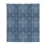 Blue Denim Western Paisley Print Polyester Shower Curtain